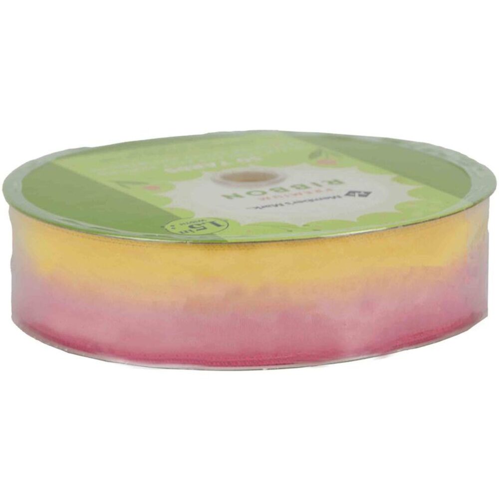 Member's Mark Premium Wired Ribbon 50 Yards 1-1/2 in Width, Sheer Pink & Yellow
